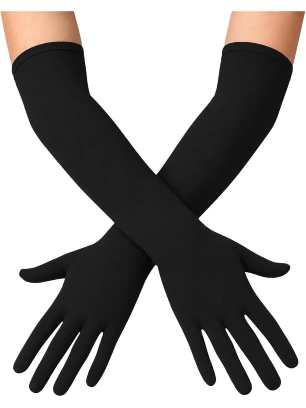 Women's Black 18" Long Halloween Cosplay Costume Party Spandex Opera Gloves